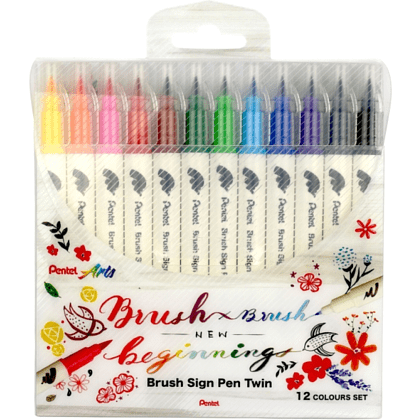 Маркер-кисть "Brush Sign pen twin", 12 шт