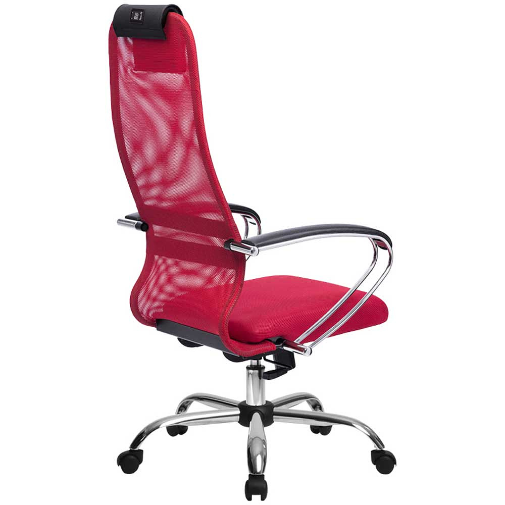 Кресло для руководителя "Metta BK-8", ткань, сетка, металл, красный - 2