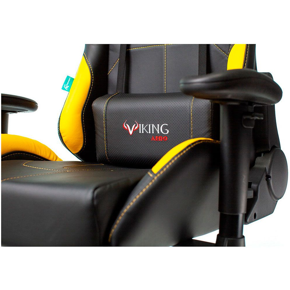  Кресло игровое Бюрократ "Zombie VIKING 5 AERO", экокожа, пластик, черный, желтый - 8