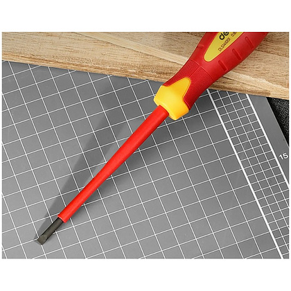 Отвертка диэлектрическая Deli YS EDL5141001, SL4х100 мм, желтый, красный - 2