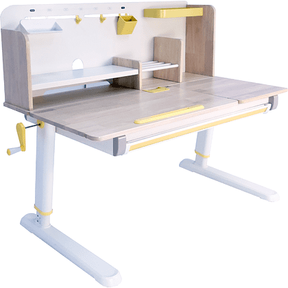 Стол Ergosmart регулируемый Galleon, 1200х700х(520-760) мм, гевея беленая, с книжной полкой
