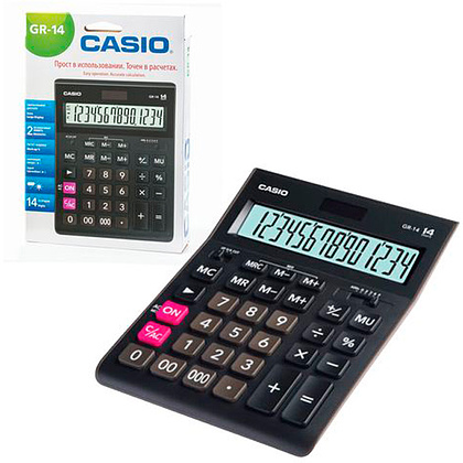 Калькулятор настольный Casio "GR-14", 14-разрядный, черный - 2