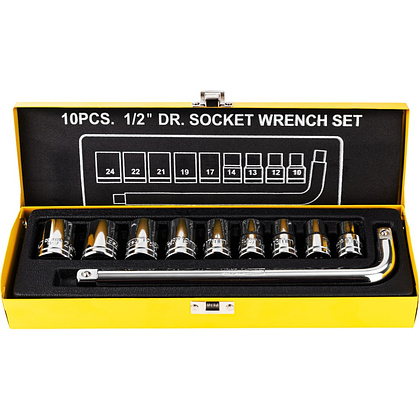 Набор головок торцевых Deli YS EDL2010T, 10-24 мм, 1/2", 10 шт., серебристый - 3