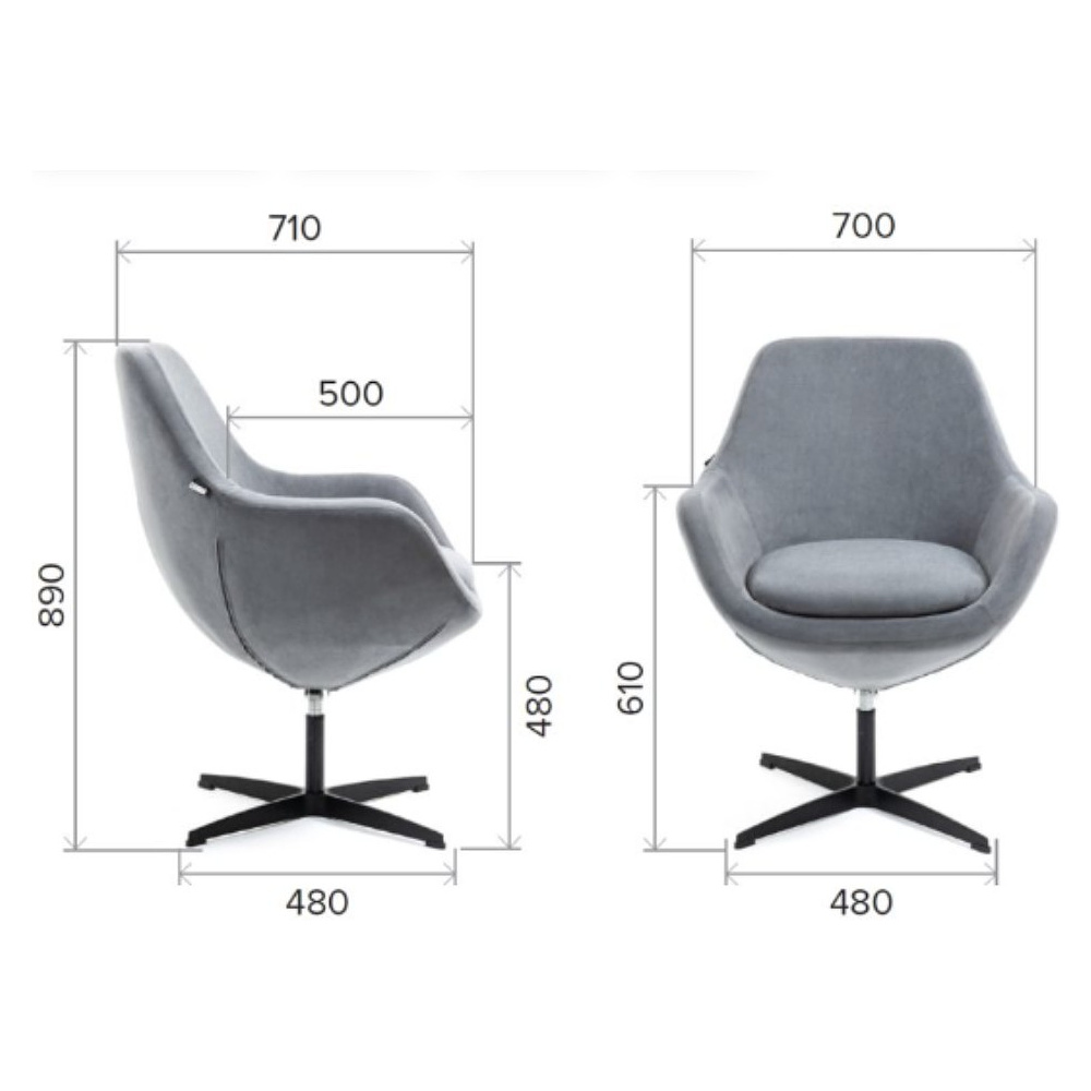 Кресло мягкое EVERPROF Rocky, ткань, серый, металл - 5