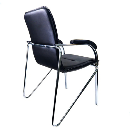 Кресло для посетителей PMK "Samba Pegasso Black", мягкие подлокотники, экокожа - 4