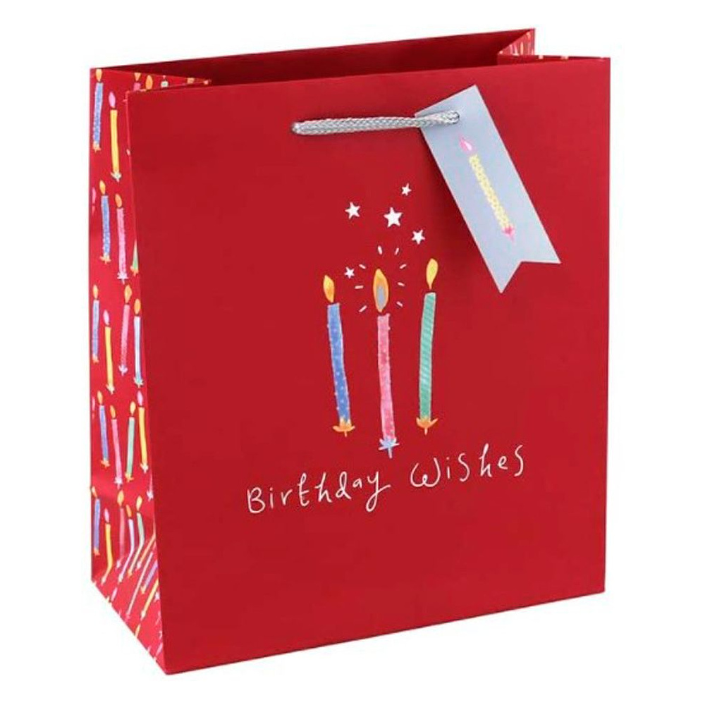 Пакет бумажный подарочный "BDAY WISHES CANDLE", 26.5x14x33 см, разноцветный