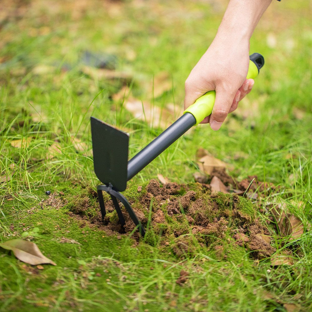 Набор садовых инструментов Deli GS EDL580803, 310 мм, 3 шт., лопата, мотыга, грабли, зеленый, черный - 7