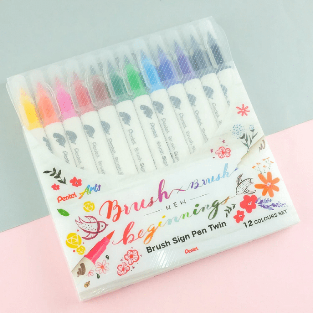 Маркер-кисть "Brush Sign pen twin", 12 шт - 9
