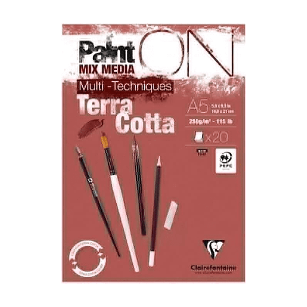 Блок-склейка "Paint'On", А5, 250г/м2, 20 листов, терракотовая бумага