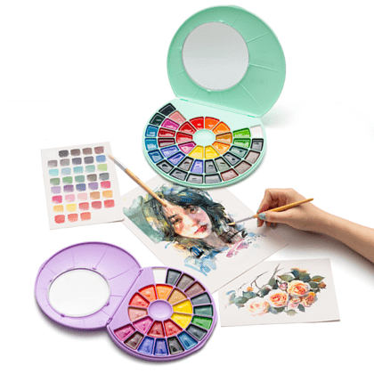 Краски акварельные "Himi", набор, 24 цвета, фиолетовый футляр - 3