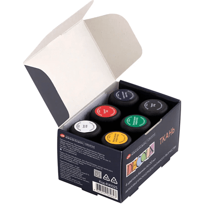 Краска акриловая по ткани "Декола", набор 6 цвет, 20 мл, банки - 4