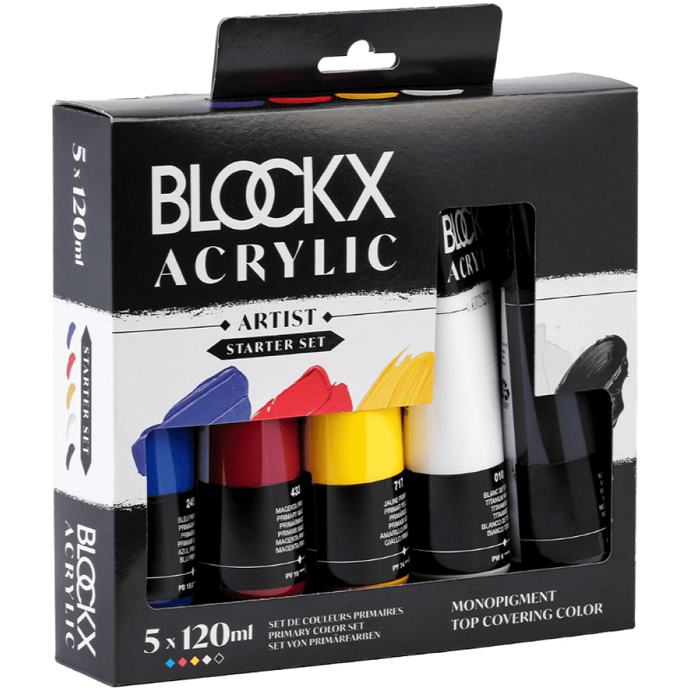Набор акриловых красок "Blockx. Primaries", 5 цветов, 120 мл