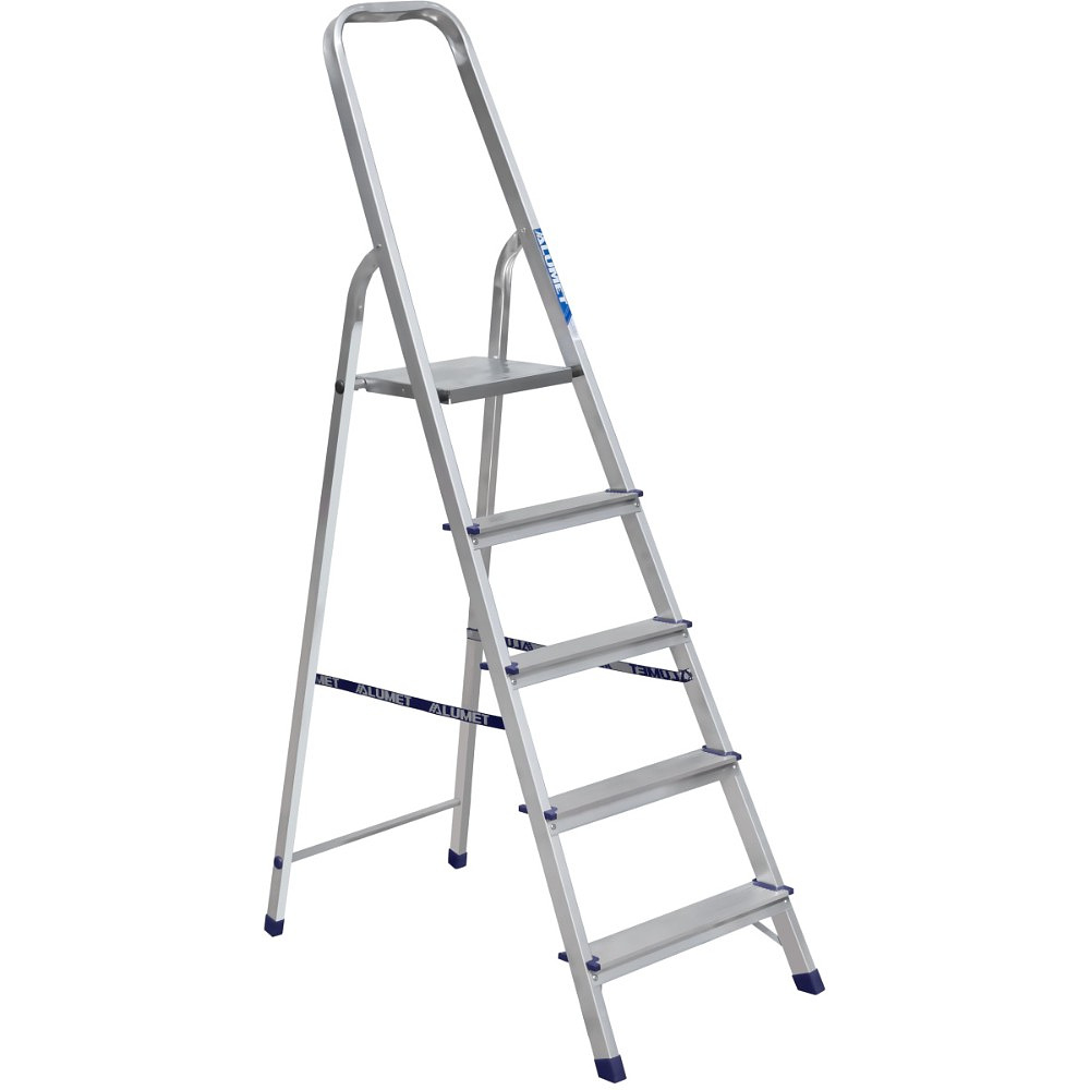Лестница-стремянка Алюмет АМ705, алюминиевая матовая, 5 ступеней