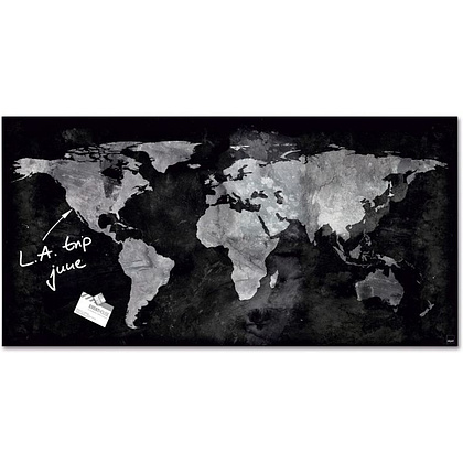Доска "Карта мира", 91x46 см, черный металлик