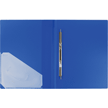 Папка-скоросшиватель А-611 "Стандарт" с карманом, пластик, синий