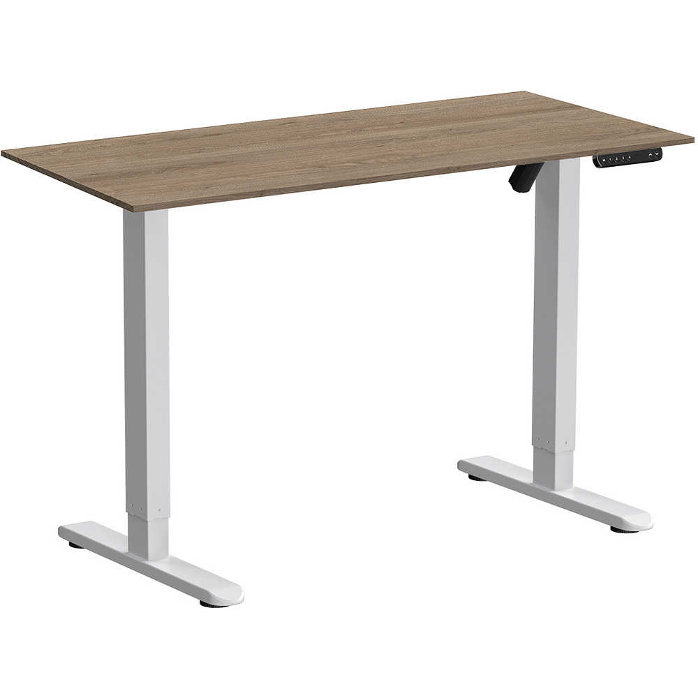 Стол с электроприводом WellDesk Basic 1300x675х18 белый/дуб денвер трюфель (9191460+9072454)