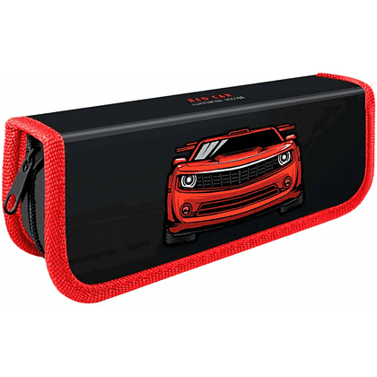 Пенал "Красное авто", 1 отделение, черный, красный