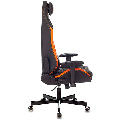 Кресло игровое "Knight Explore", экокожа, металл, черный, оранжевый - 3