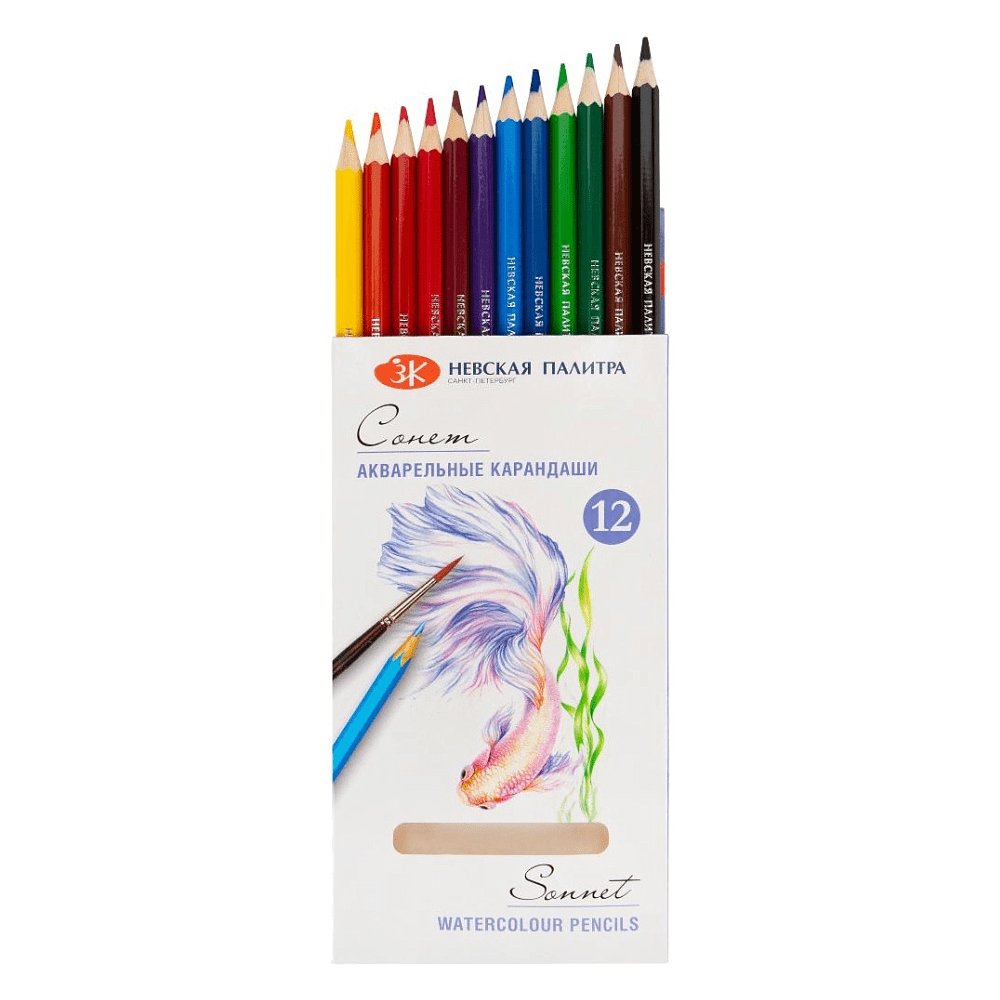 Карандаши акварельные "Сонет", 12 цветов - 2