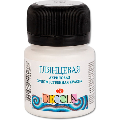 Краска акриловая глянцевая "Декола", 104 белая, 20 мл., банка