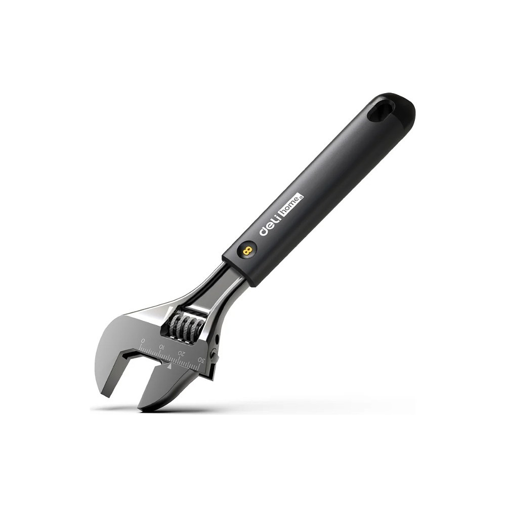 Ключ разводной Deli HS EHT1508, 210 мм, раскрытие губок 0-28 мм, Soft Touch, черный