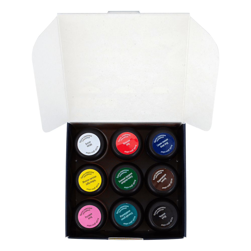 Краска акриловая глянцевая "Декола", набор 9 цветов, 20 мл, банки - 6