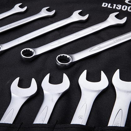 Ключ комбинированный "Deli" набор 14 шт., 10-32 мм, чехол, серебристый - 5