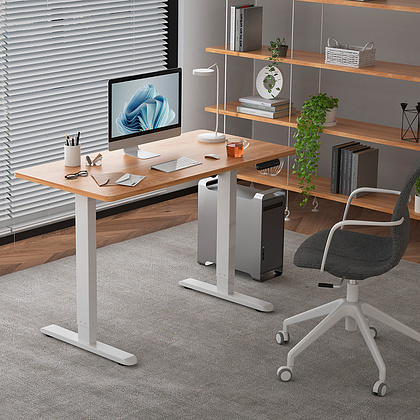 Стол с электроприводом WellDesk Prime 1300x675х18 белый/дуб термо черно-коричневый (9191462+9178193) - 3