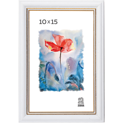 Фоторамка "П1-100 Zebra", 10х15 см, пластик, со стеклом, с ножкой, белый