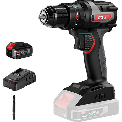 Аккумуляторная дрель-шуруповерт Deli RS DE-CZ20-2A4 20 В, 50 Нм, 1 АКБ, 4 Ач, кейс