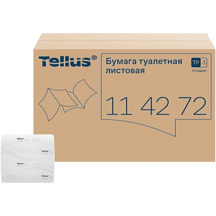 Бумага туалетная  Tellus Стандарт, TР3, листовая, 250 листов, 1 слой