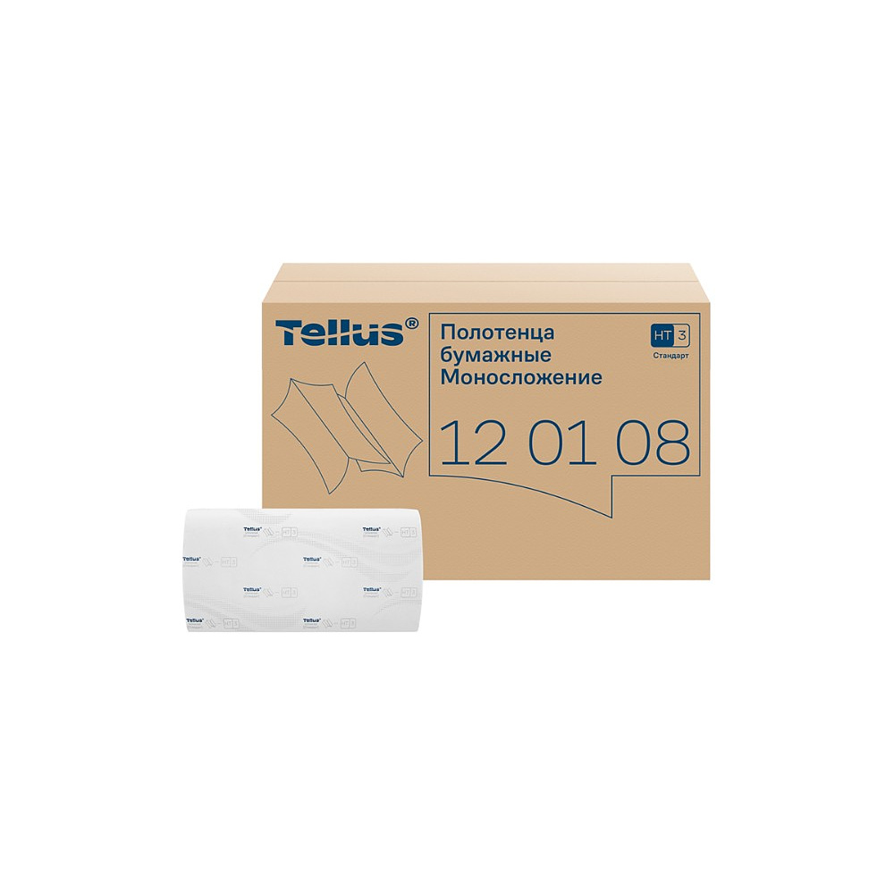 Полотенца бумажные Tellus Синглфолд Стандарт, листовые, 1-сл., 250 листов, H3 - 4