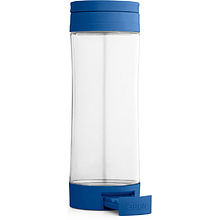 Бутылка для воды "Quintana" c подставкой для смартфона, стекло, 390 мл, прозрачный, королевский синий