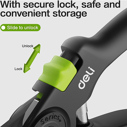 Секатор садовый Deli GS EDL-YL0003, 203 мм, SK5, черный - 6