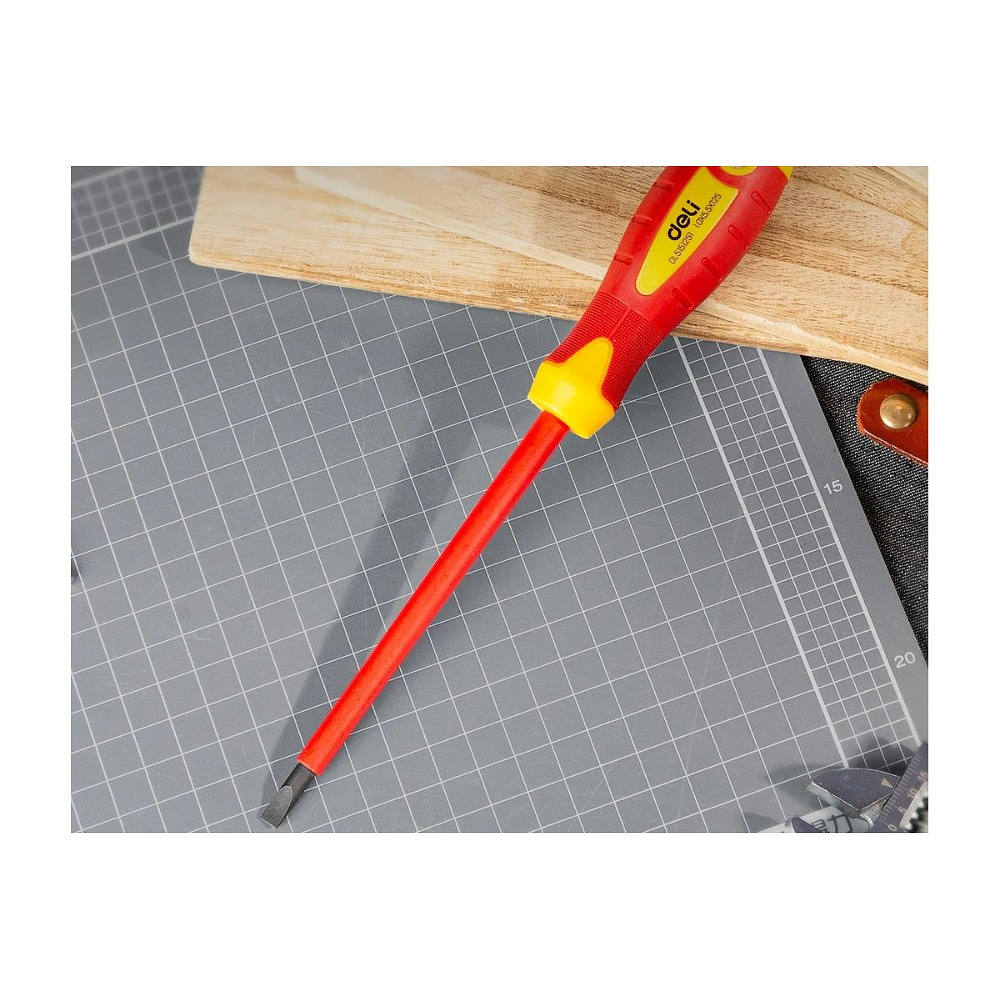 Отвертка диэлектрическая Deli YS EDL5151251, SL5,5х125 мм, желтый, красный - 4