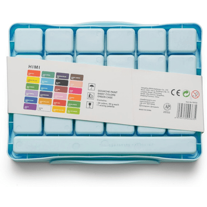 Краски гуашевые "Himi Jelly Cup. New vision", 24 цвета, кювета, холодный голубой футляр - 5