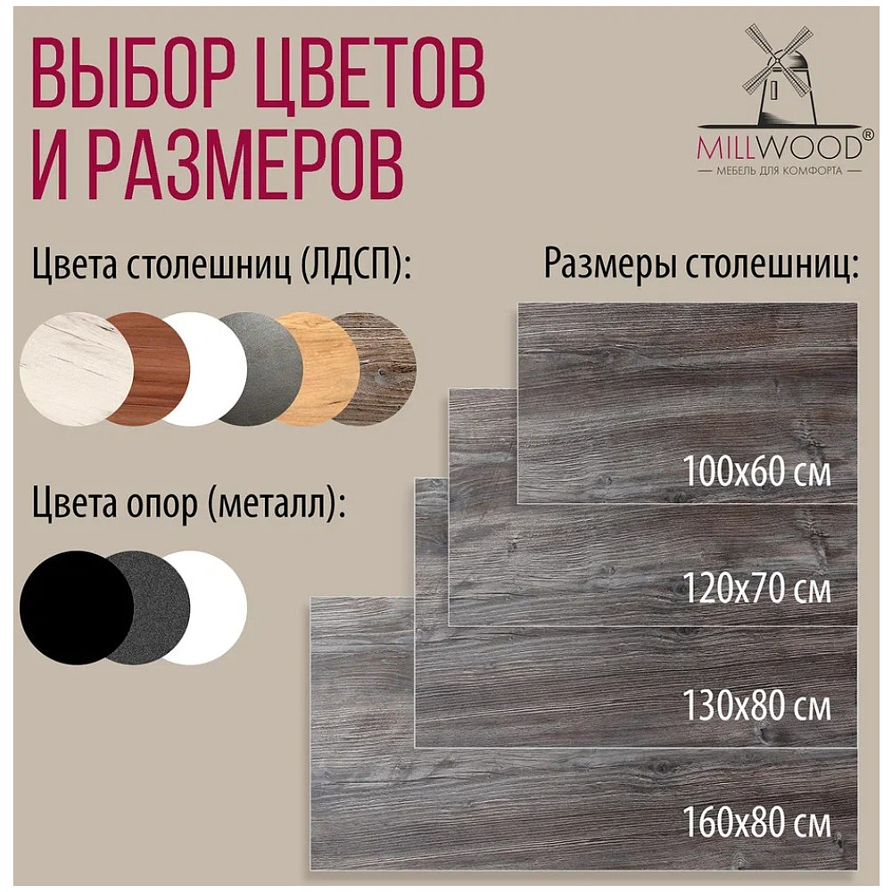 Стол Millwood Сеул, 1600х800 мм, сосна пасадена, черный - 8