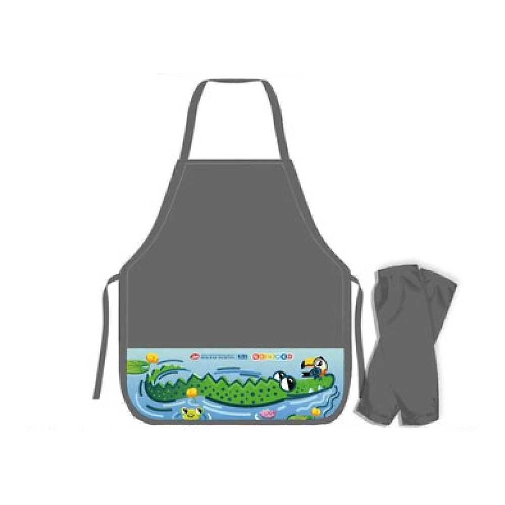 Фартук для труда "Цветик. Крокодил", с нарукавниками, серый