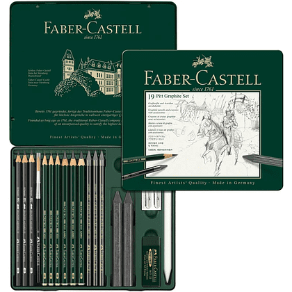 Карандаш чернографитный "Castell 9000", 19 штук, в металлическом футляре - 2
