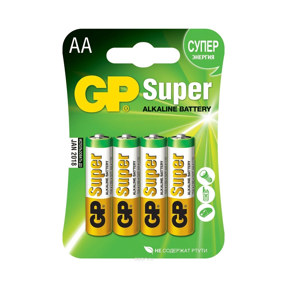 Батарейка алкалиновая GP Super Alkaline 15А LR6 АA 1.5В 15A-2CR4 