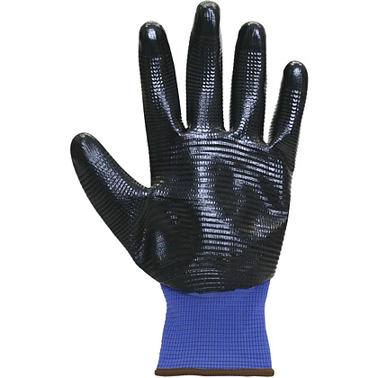 Перчатки полиэстеровые BVB с нитриловым покрытием, Арматурщик, 13 кл. вязки, р-р 10, синий, черный - 2