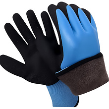 Перчатки полиэстеровые BVB, с латексным покрытием, 10 кл. вязки, с внутр. ворс. начесом, синий, черный