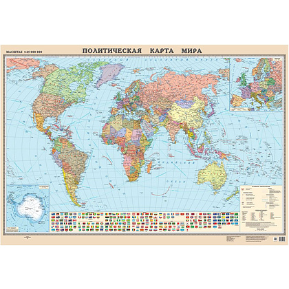 Карта настенная "Карта мира политическая", 140x100 см (9056868)