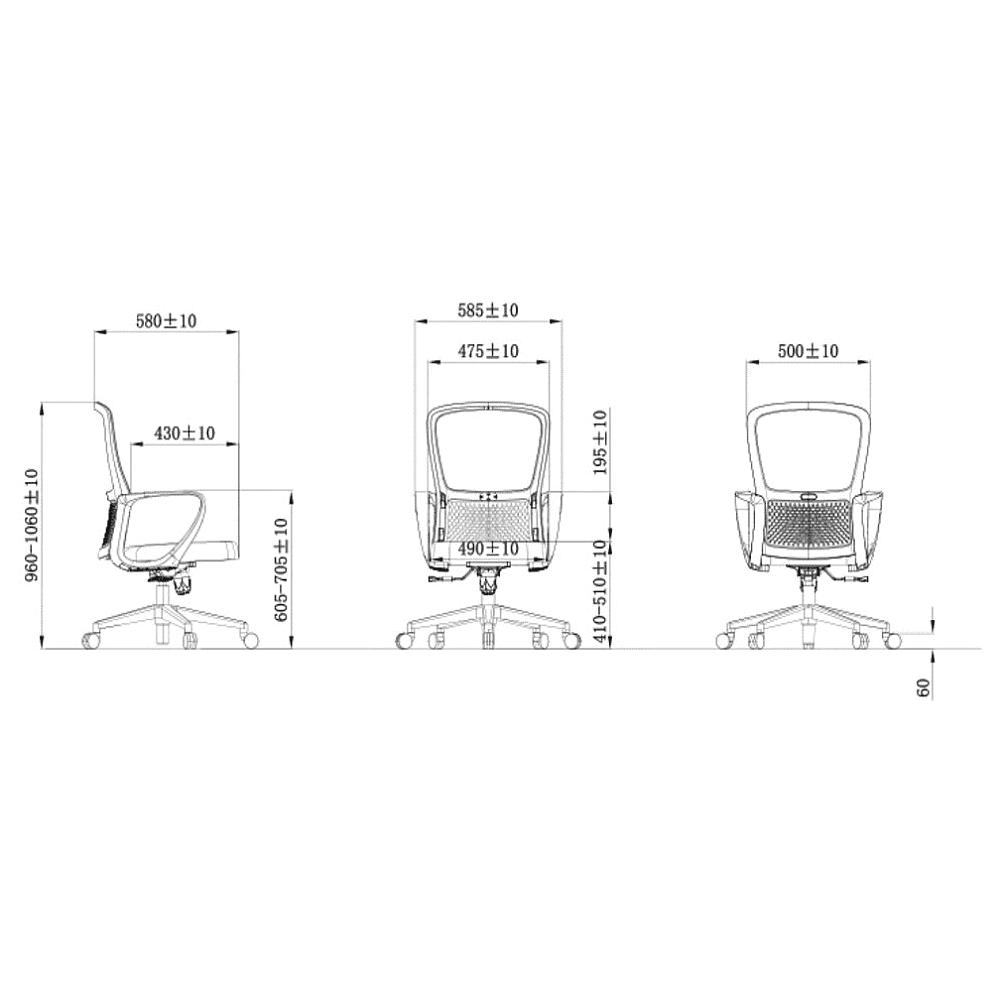 Кресло компьютерное SitZone U-069B, сетка, ткань, черный - 6