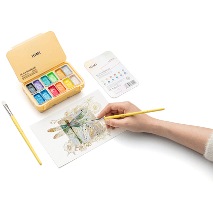 Краски гуашевые "Himi Jelly Cup. Metallic", 12 цветов, кювета, пластиковый футляр - 2