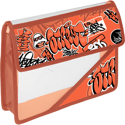 Папка для тетрадей "Яркое граффити", А5, на липучке, пластик, оранжевый