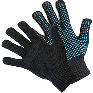 Перчатки трикотажные х/б, с ПВХ покрытием Точка из 6-и нитей, 7,5 кл. вязки, черный