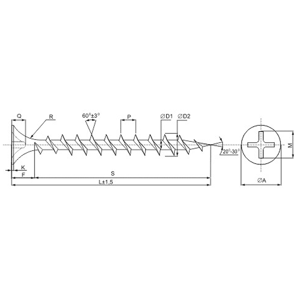 Саморез 3.9х64 мм для монтажа ГКЛ к дереву, фосфат, 250 шт. - 2