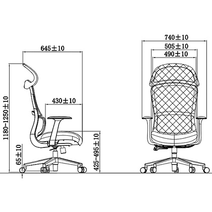 Кресло компьютерное SitZone CH-555A, сетка, ткань, пластик, черный - 6