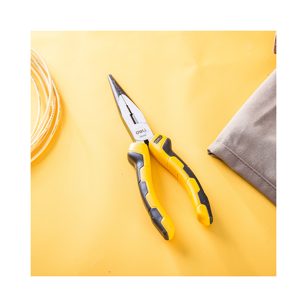 Длинногубцы Deli "EDL2108", 200 мм, желтый, черный - 5
